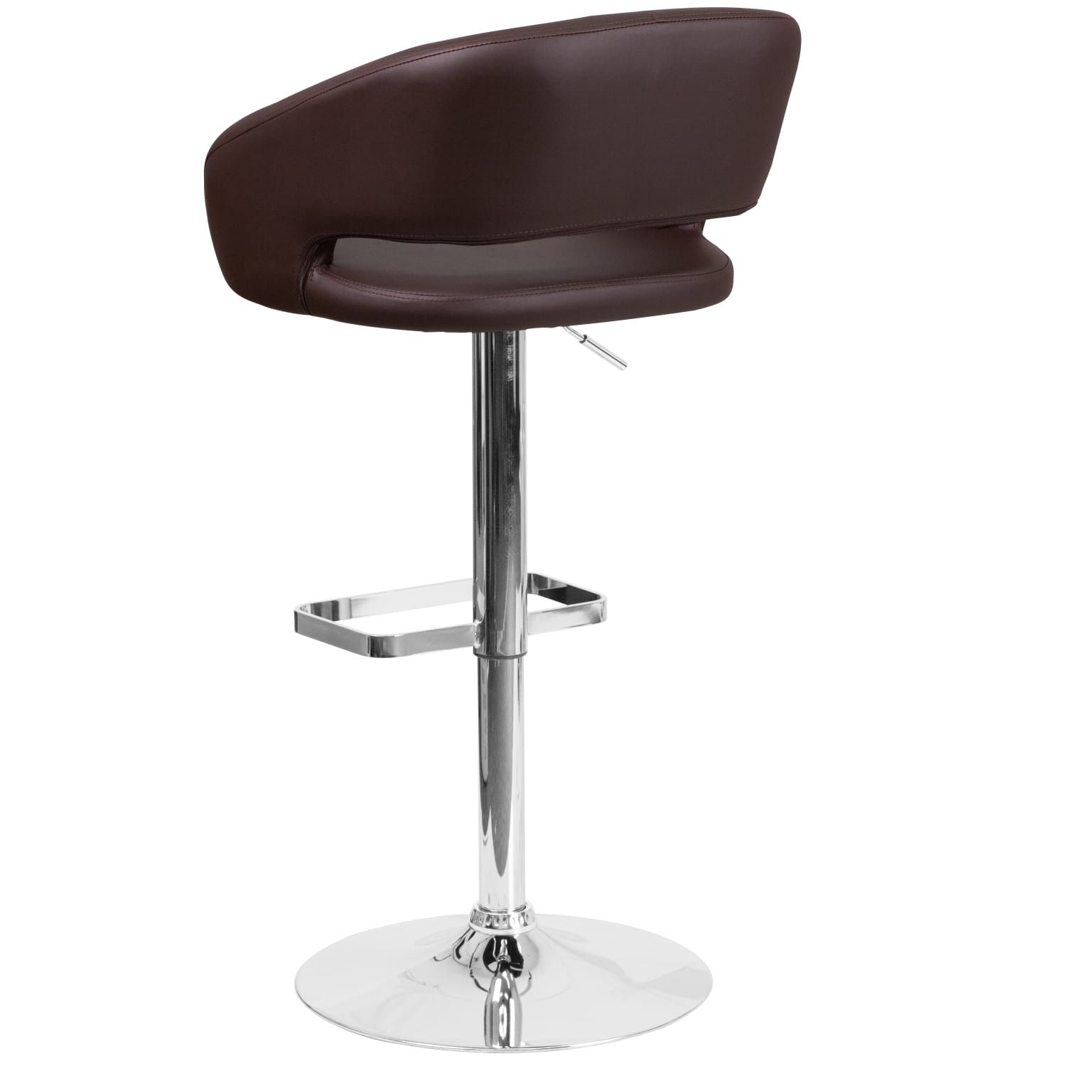 Flash Furniture Contemporary Vinyl Adjustable Height Bar Stool With Rounded Back BrownChrome PopularChairscom Flash Furniture Contemporary Vinyl Adjustable Height Bar Stool With Rounded Back BrownChrome PopularChairscom