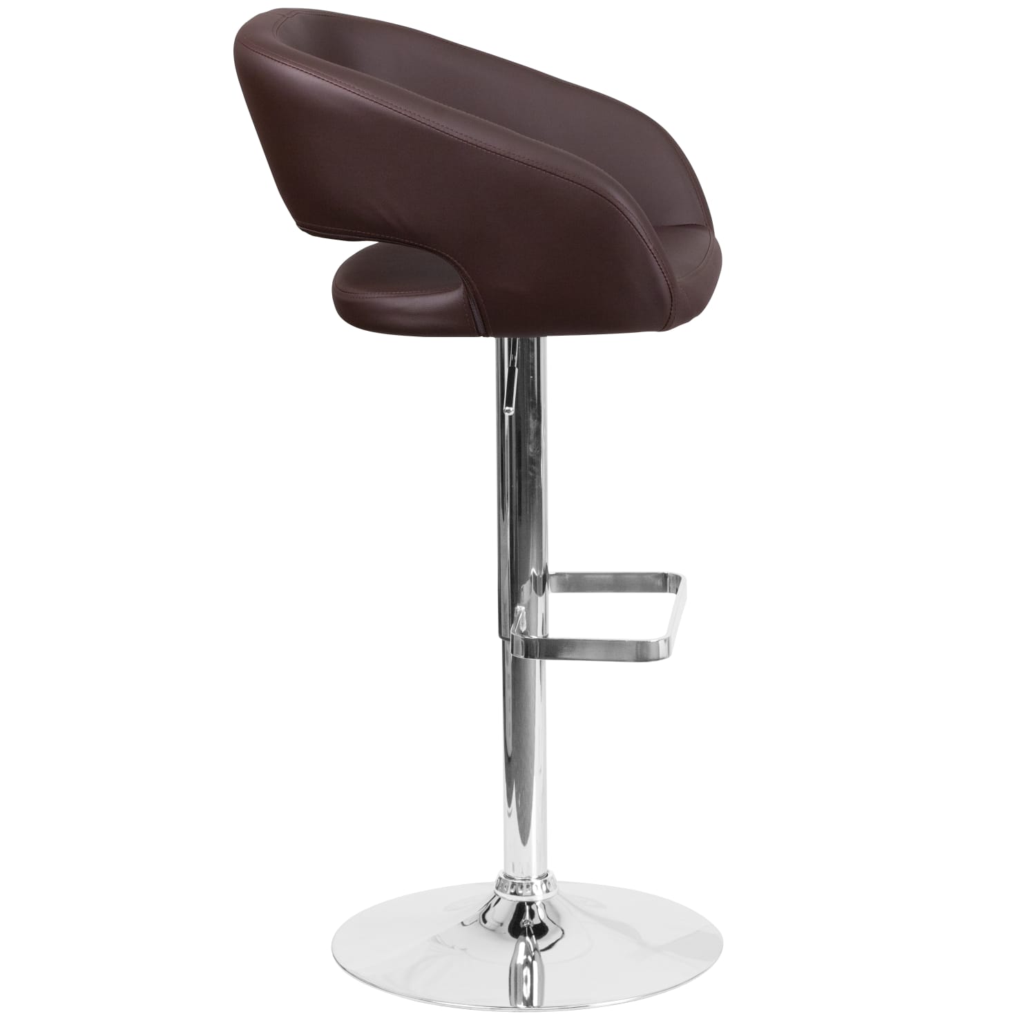 Flash Furniture Contemporary Vinyl Adjustable Height Bar Stool With Rounded Back BrownChrome PopularChairscom Flash Furniture Contemporary Vinyl Adjustable Height Bar Stool With Rounded Back BrownChrome PopularChairscom