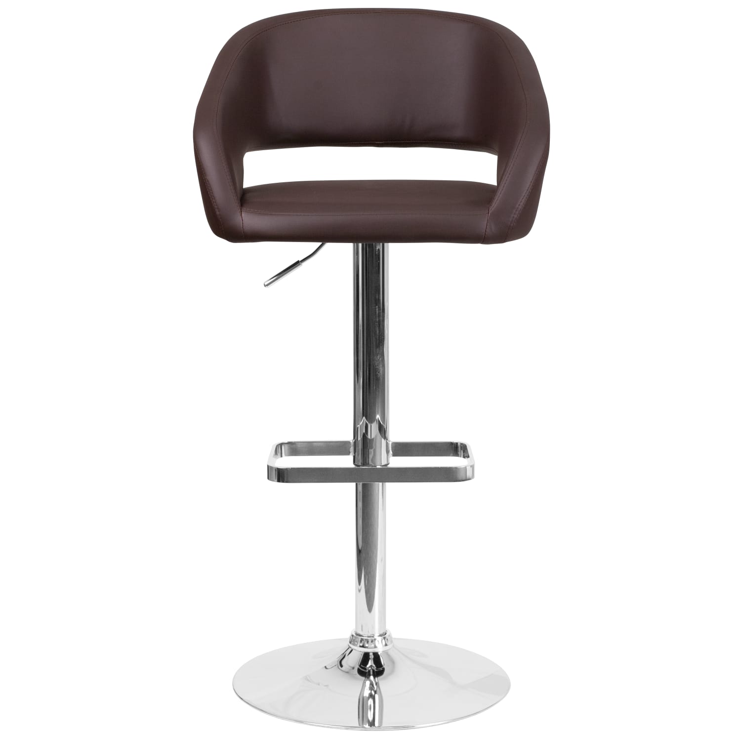 Flash Furniture Contemporary Vinyl Adjustable Height Bar Stool With Rounded Back BrownChrome PopularChairscom Flash Furniture Contemporary Vinyl Adjustable Height Bar Stool With Rounded Back BrownChrome PopularChairscom