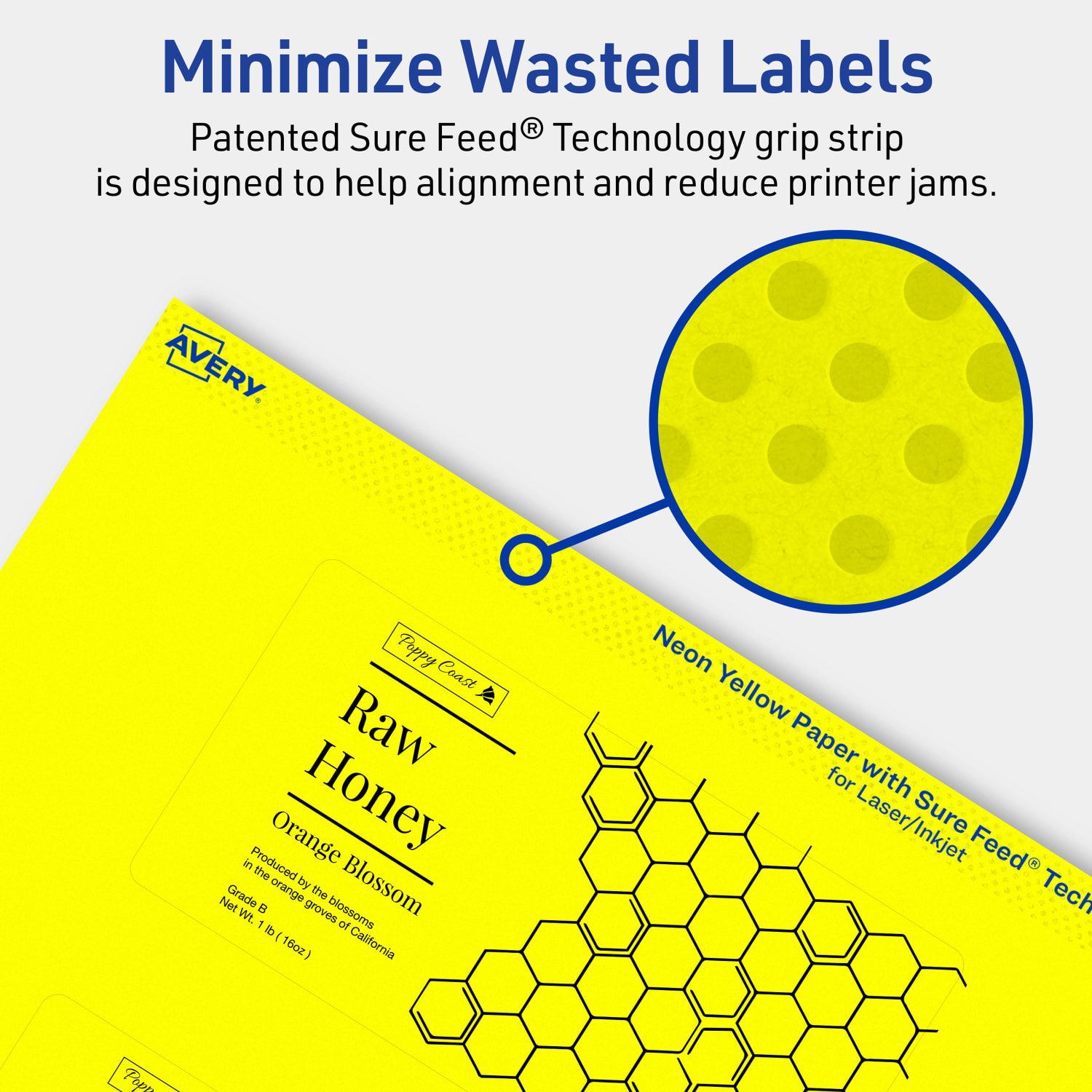 Avery Print-To-The-Edge Labels With Sure Feed Technology, 94246-NYP20, Rectangle, 2-1/2in x 5in, Matte Neon Yellow, Pack of 60 - Image 5