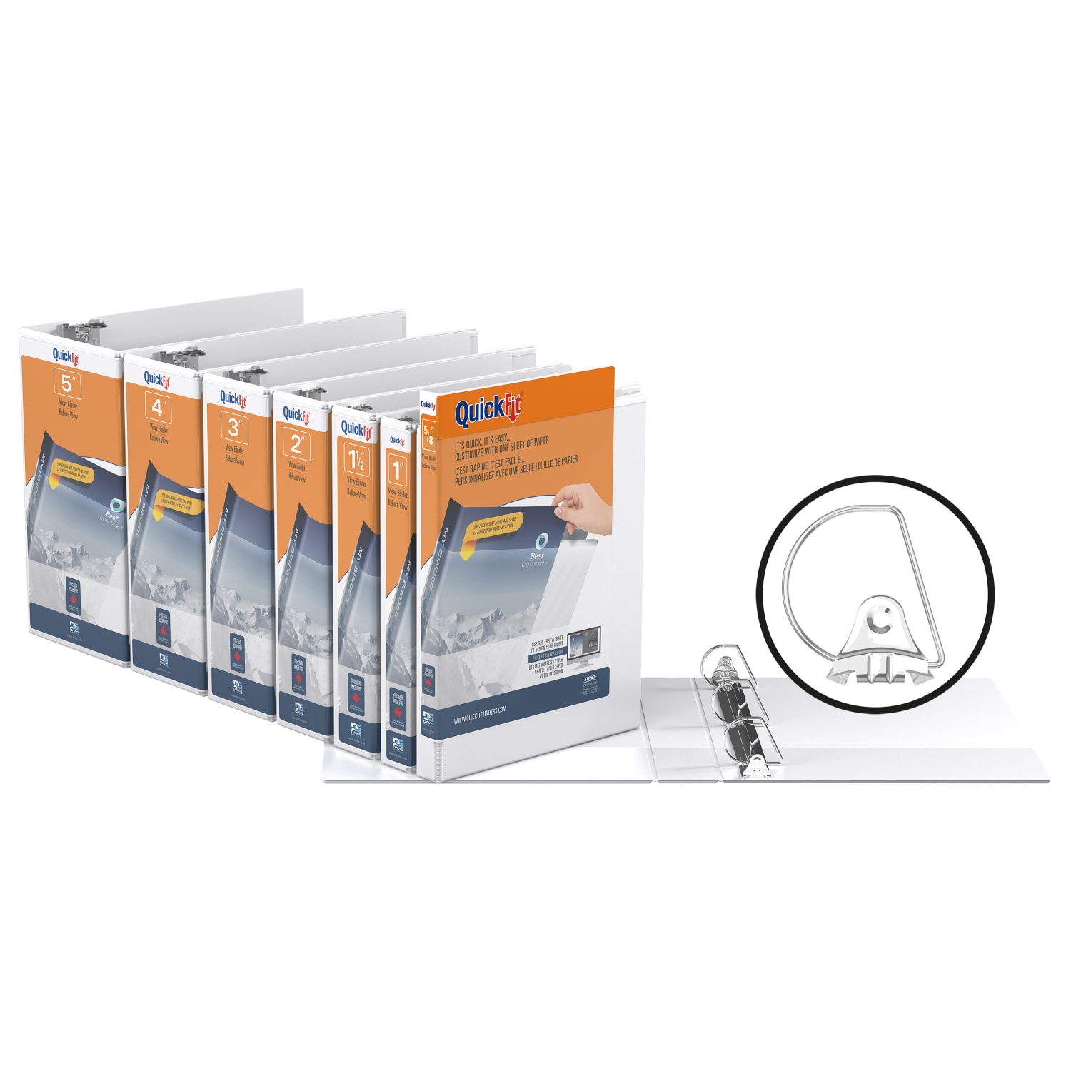 QuickFit 3-Ring Binder, 5/8in Angle D-Rings, 50% Recycled, White - Image 3