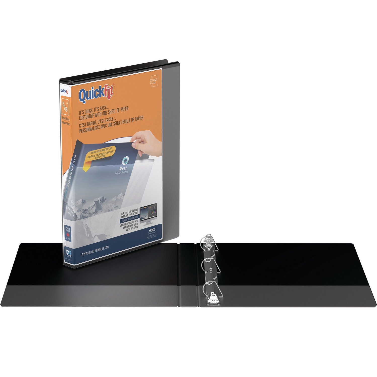 QuickFit View 3-Ring Binder, 5/8in D-Rings, Black - Image 3
