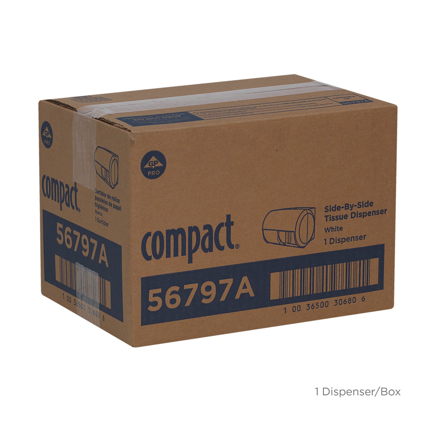 Compact by GP PRO, 2-Roll Side-by-Side Coreless High-Capacity Toilet Paper Dispenser, 56797A, 10.12in x 6.75in x 7.12in, White, 1 Dispenser - Image 6