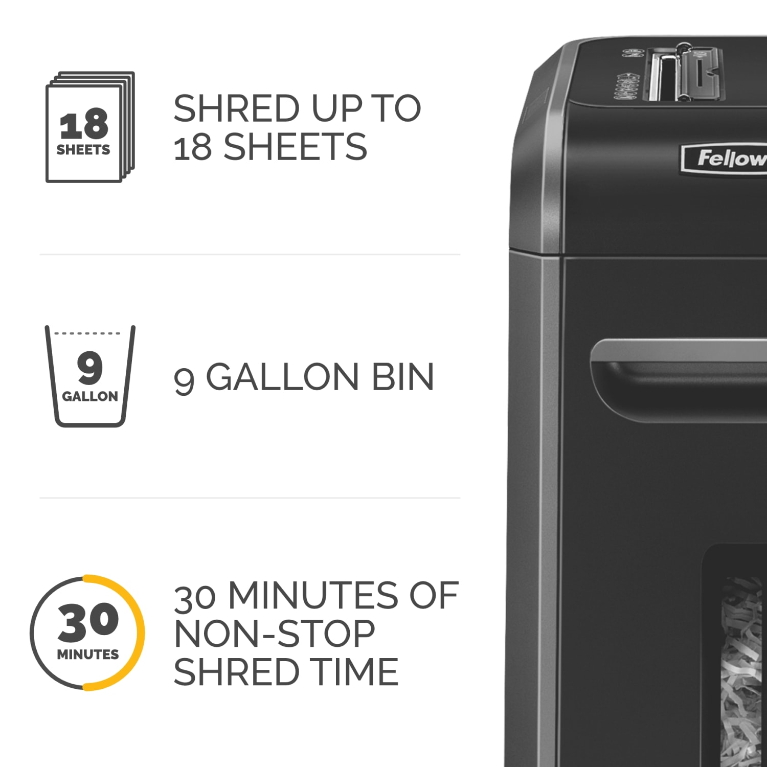 Fellowes 99Ci 100% Jam Proof Cross Cut 18-Sheet Home Office Paper Shredder with SafeSense, Black - Image 6