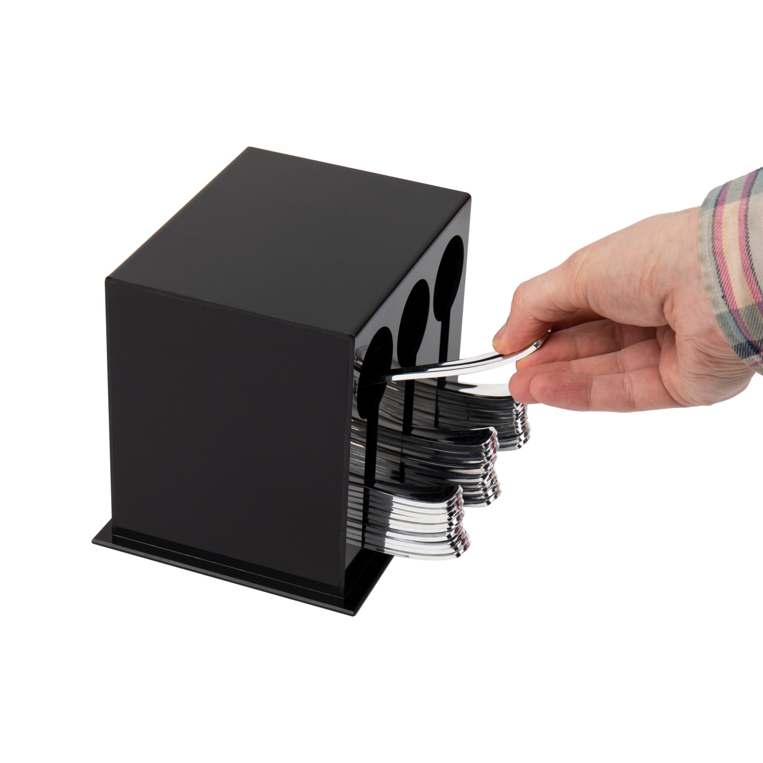 Mind Reader 3-Compartment Plastic Utensil Dispenser, 6inH x 5-3/4inW x 7inD, Black - Image 5