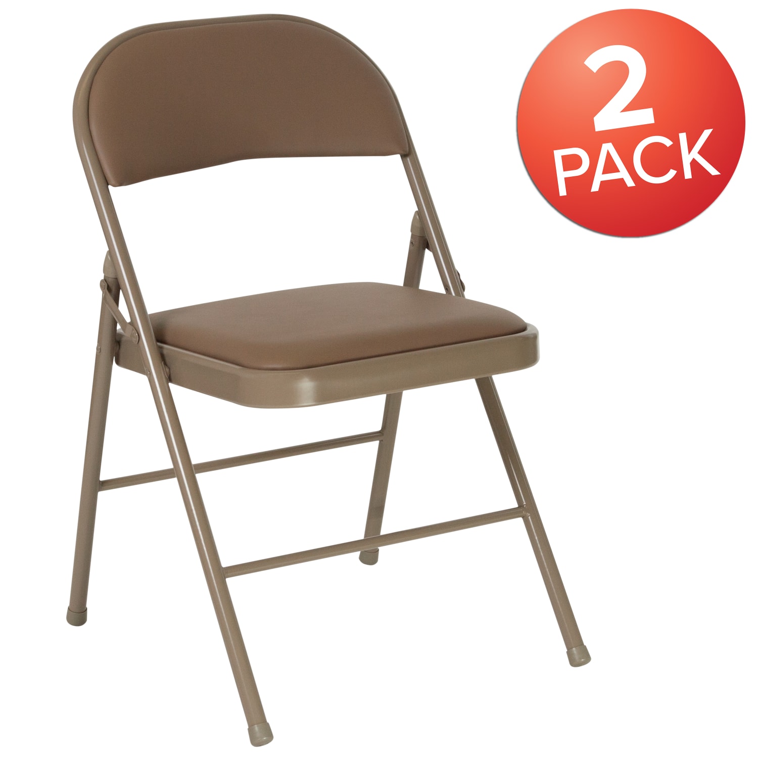 Flash Furniture HERCULES Series Double-Braced Vinyl Folding Chairs, Beige, Pack Of 2 Chairs - Image 3
