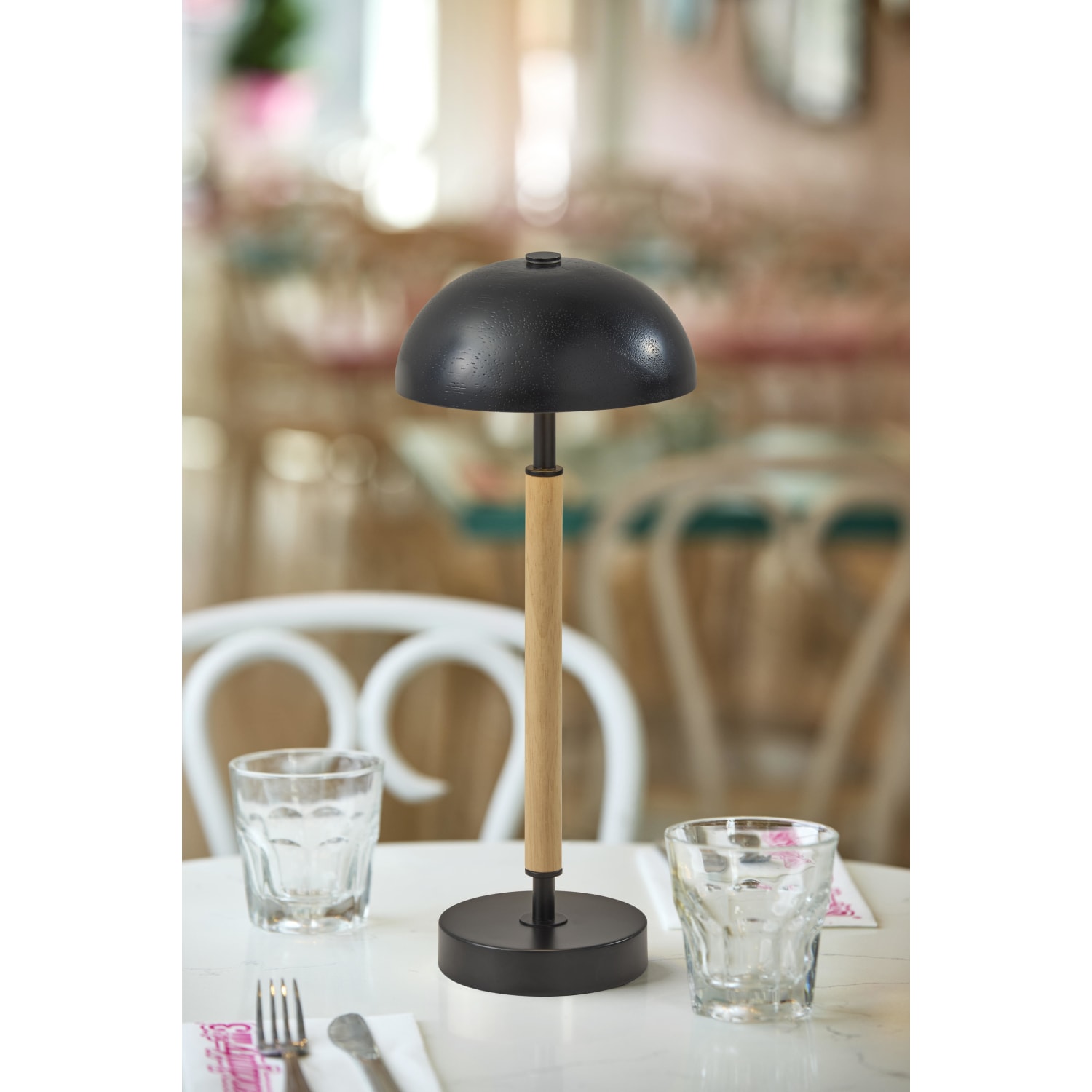 Adesso Ronny LED Cordless Table Lamp, 14-5/8inH, Black Shade/Natural & Black Base - Image 6