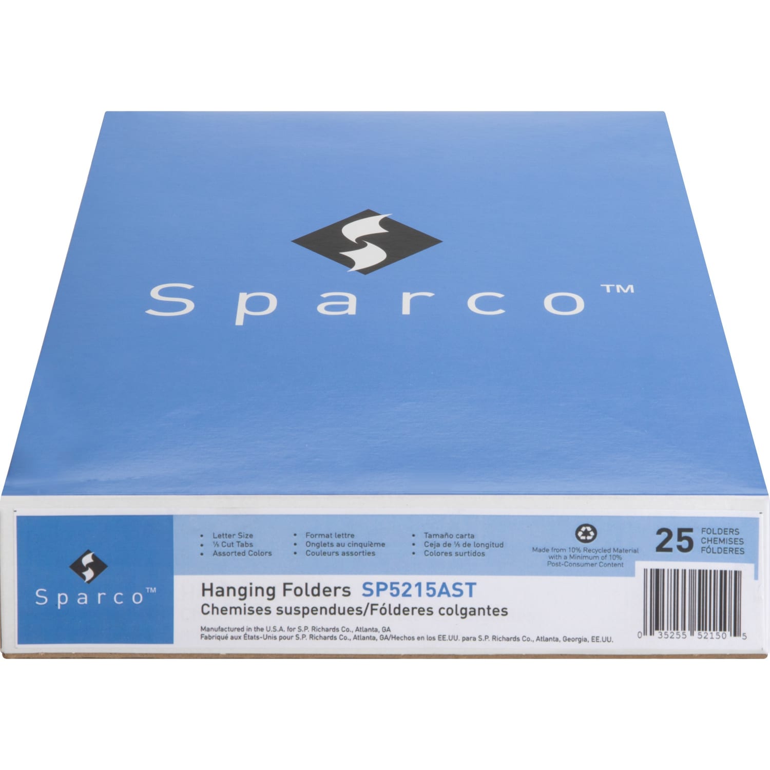 Sparco 1/5-Cut Color Hanging File Folders, Letter Size, Assorted, Box Of 25 - Image 4