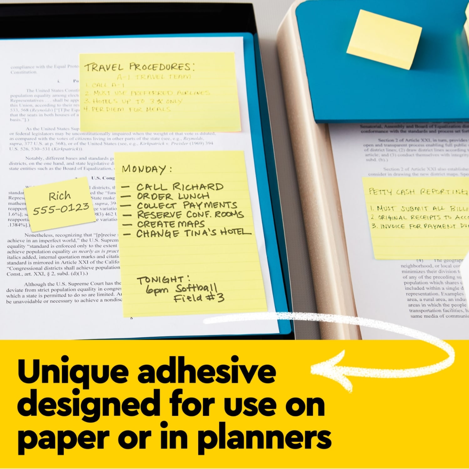 Post-it Sticky Notes, 4 x 6 in, 5 Sticky Note Pads, 100 Sheets/Pad, School Supplies and Office Products, Canary Yellow - Image 6