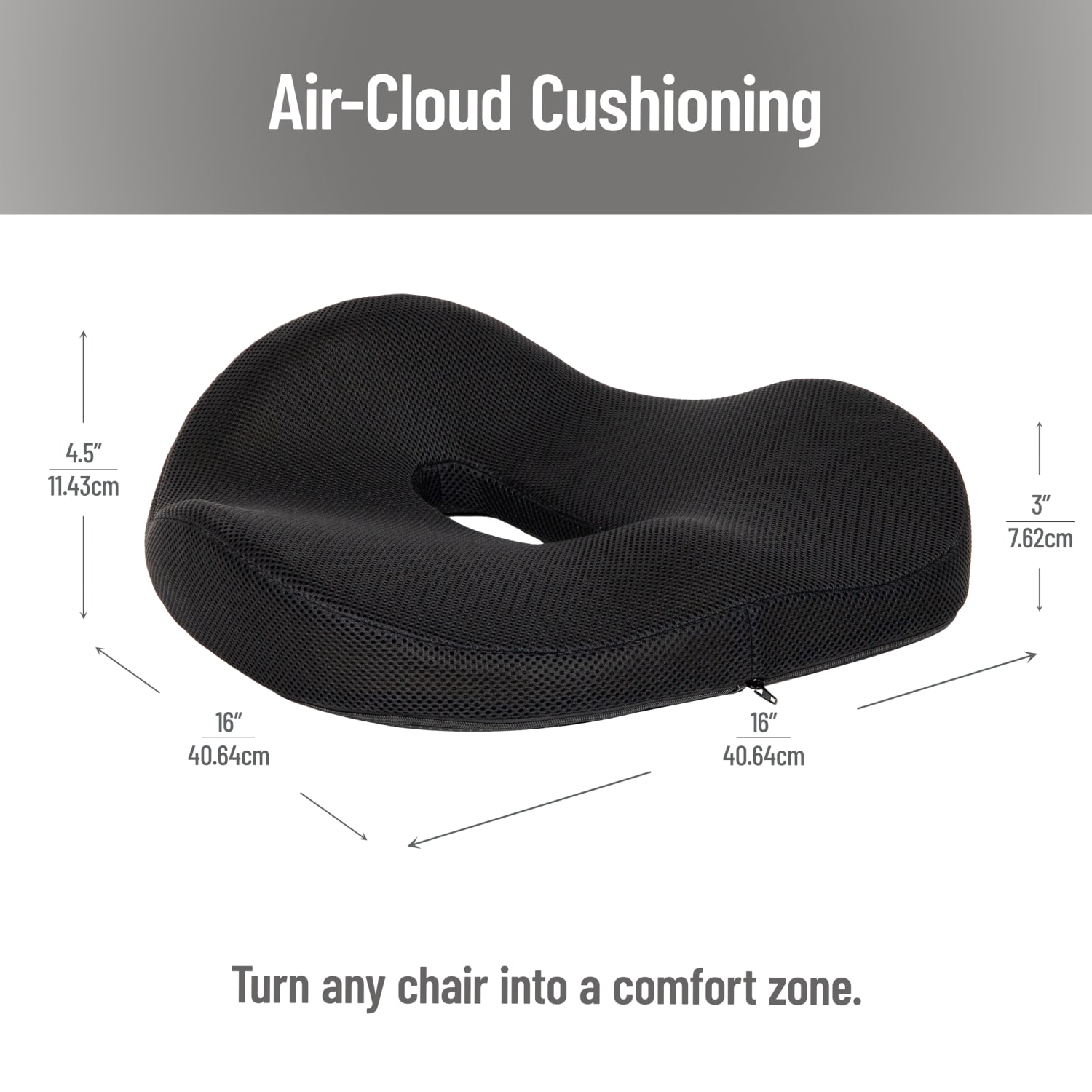 Mind Reader Donut Pillow With Air-Cloud Technology, 4-1/2inH x 16inW x 16inD, Black - Image 5