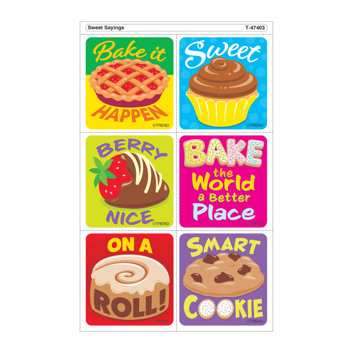 Trend Tear & Share Stickers, Sweet Sayings, 30 Stickers Per Pack, Set Of 6 Packs - Image 4