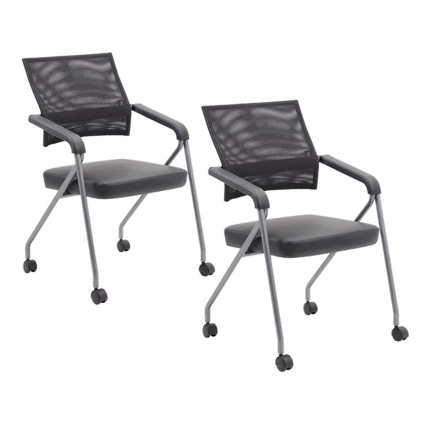 Boss Office Products Nesting Chairs BlackPewter Set Of 2 PopularChairscom Boss Office Products Nesting Chairs BlackPewter Set Of 2 PopularChairscom