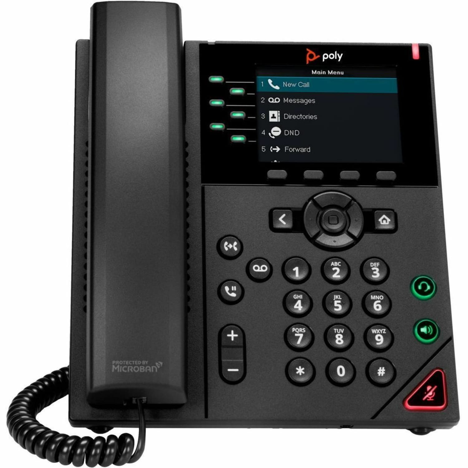 Poly VVX 350 IP Phone - Corded - Corded - Desktop, Wall Mountable - Black - VoIP - 2 x Network (RJ-45) - PoE Ports - Image 3