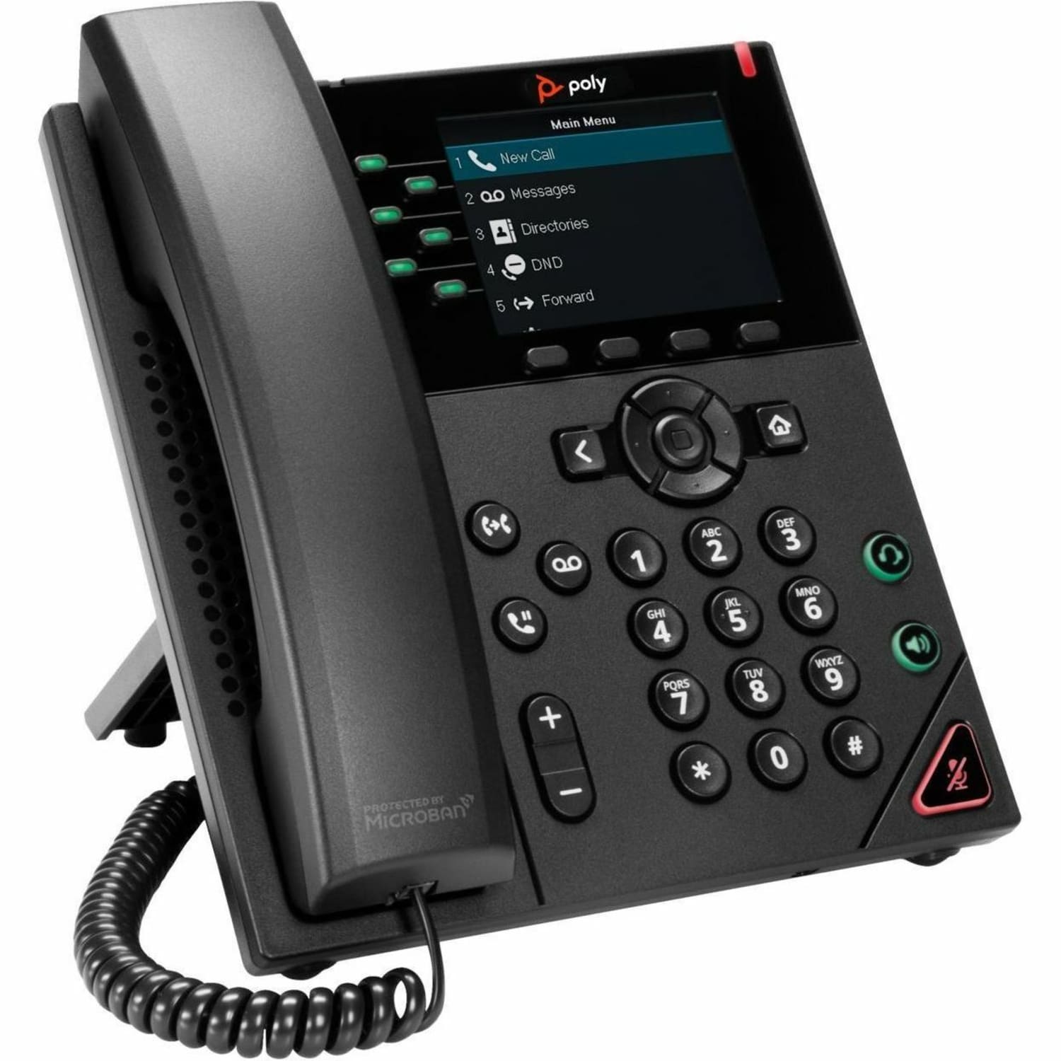 Poly VVX 350 IP Phone - Corded - Corded - Desktop, Wall Mountable - Black - VoIP - 2 x Network (RJ-45) - PoE Ports - Image 4