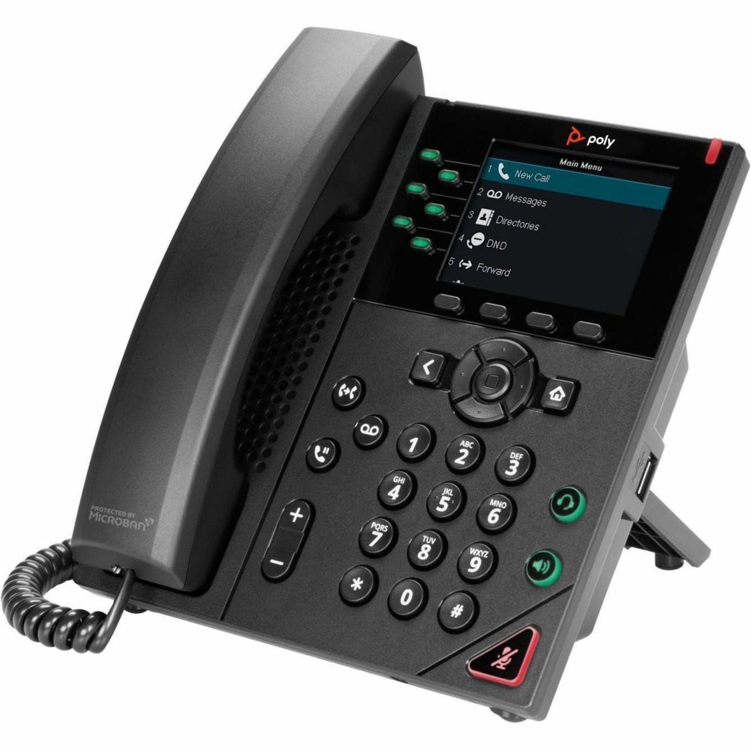 Poly VVX 350 IP Phone - Corded - Corded - Desktop, Wall Mountable - Black - VoIP - 2 x Network (RJ-45) - PoE Ports - Image 5