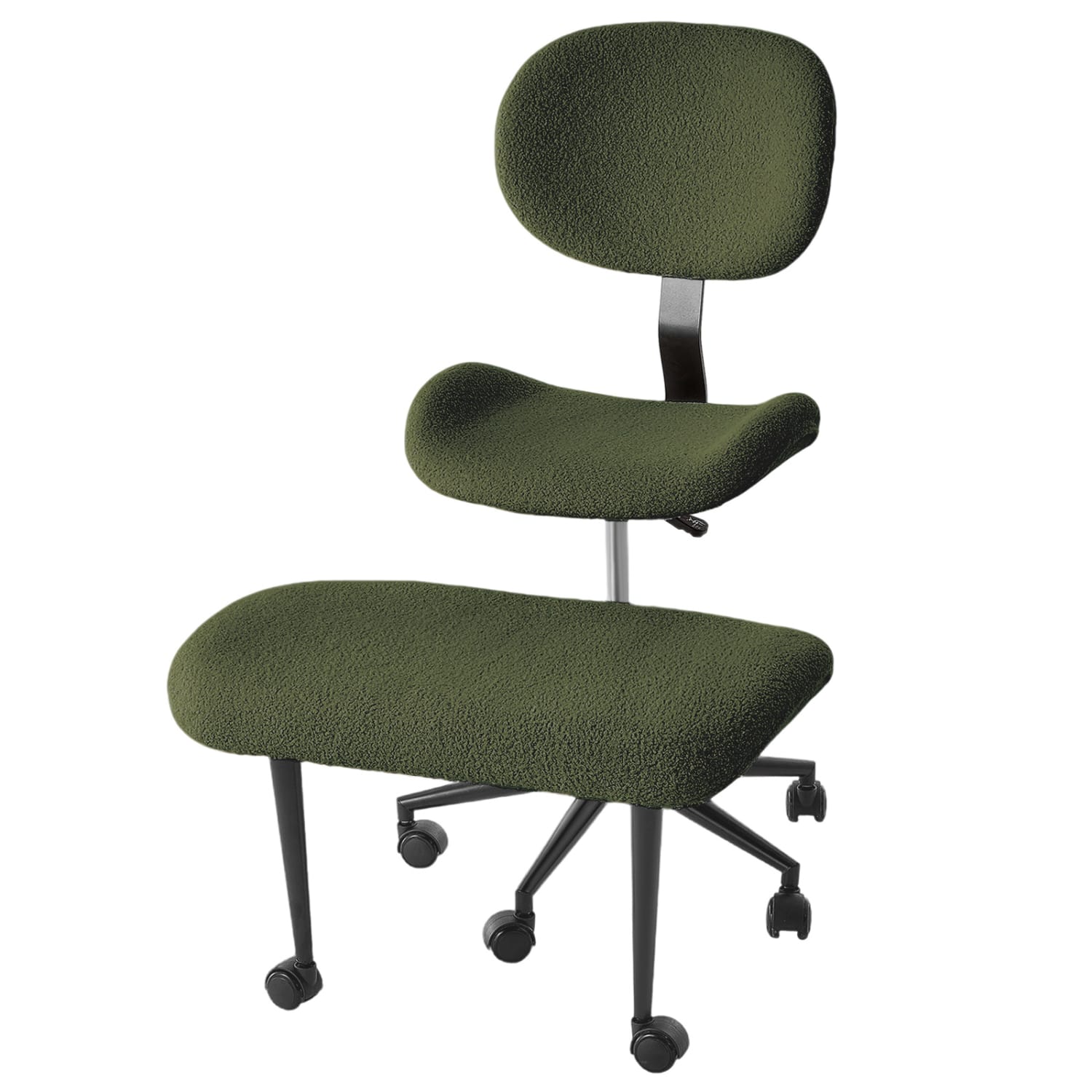 Pinmoco 2-Tier Cross-Legged Ergonomic Textured Fabric Modern Armless Office Chair, Green - Image 3