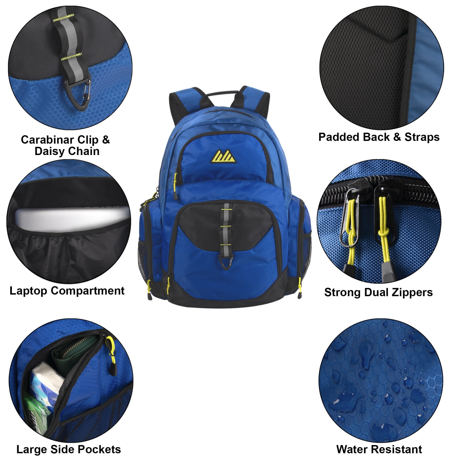 Summit Ridge Multi-Pocket Daisy Chain Backpacks With 17in Laptop Sleeves, Black/Blue/Gray, Total Qty 12 - Image 3