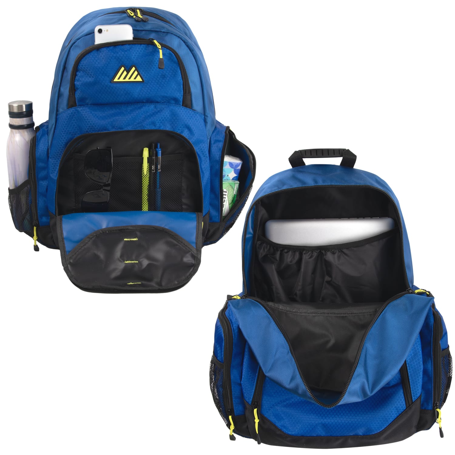 Summit Ridge Multi-Pocket Daisy Chain Backpacks With 17in Laptop Sleeves, Black/Blue/Gray, Total Qty 12 - Image 4