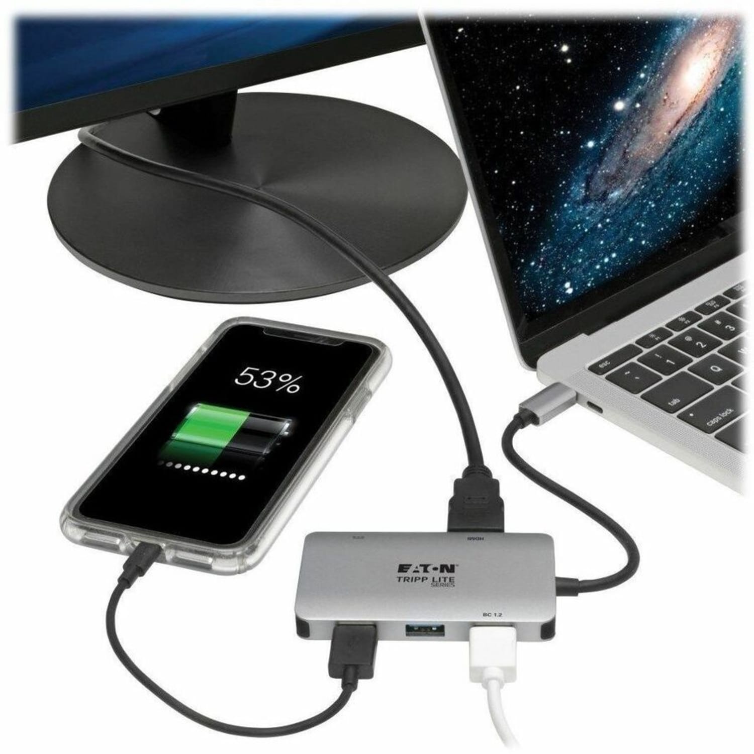 Eaton Tripp Lite Series USB C Multiport Adapter Converter 3 USB-A, 4K HDMI PD Charging Thunderbolt 3 Compatible - U44406NH3UC - Image 3