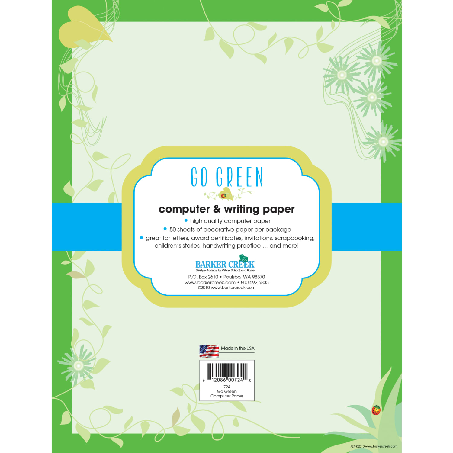 Barker Creek Computer Paper, 8 1/2in x 11in, Go Green, Pack Of 50 Sheets - Image 3