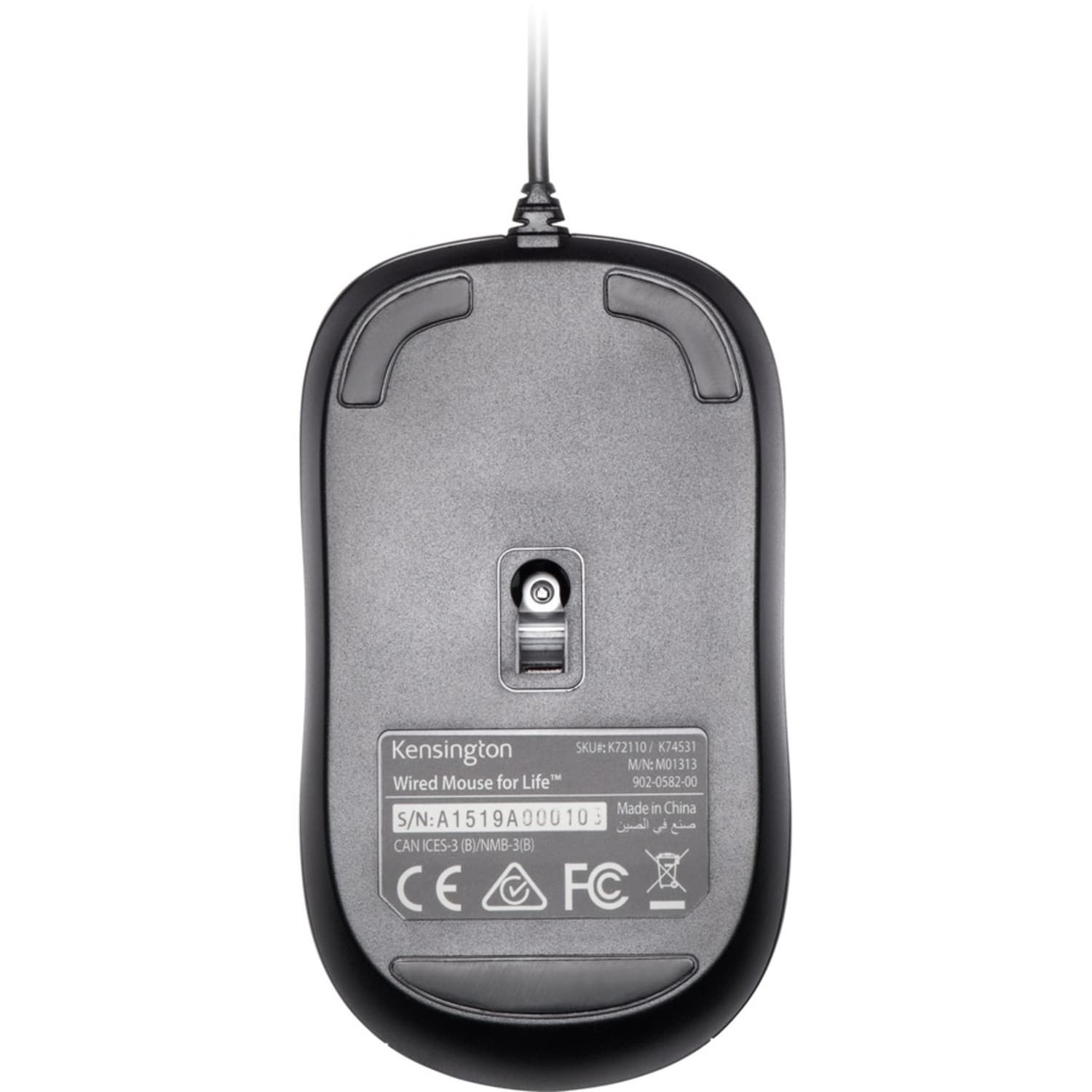 Kensington Mouse for Life USB Three-Button Mouse - Optical - Cable - Black - USB - 1000 dpi - Scroll Wheel - 3 Button(s) - Symmetrical - 1 - Image 4