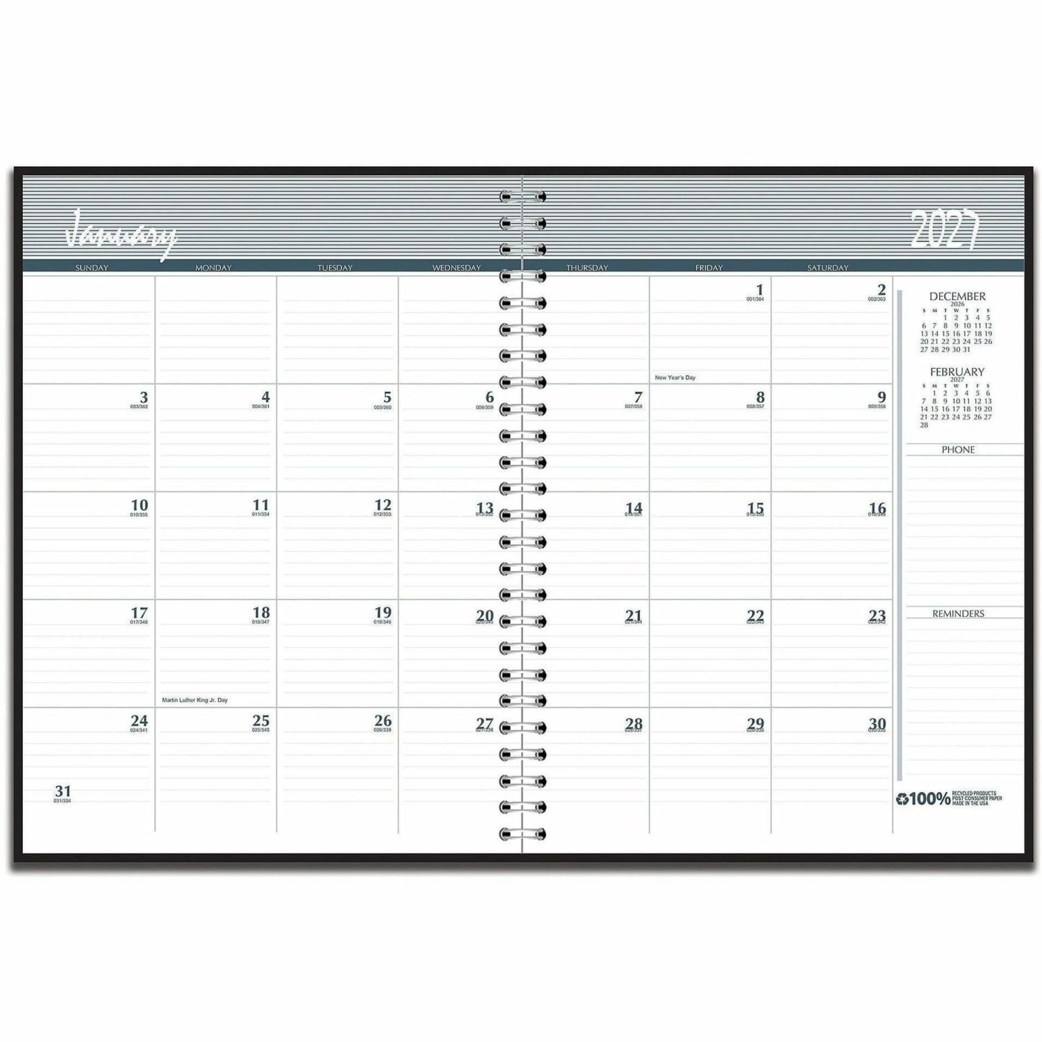 House of Doolittle Wirebound Monthly Planner, Julian Dates, Monthly, December 2024 to January 2026 - Image 3