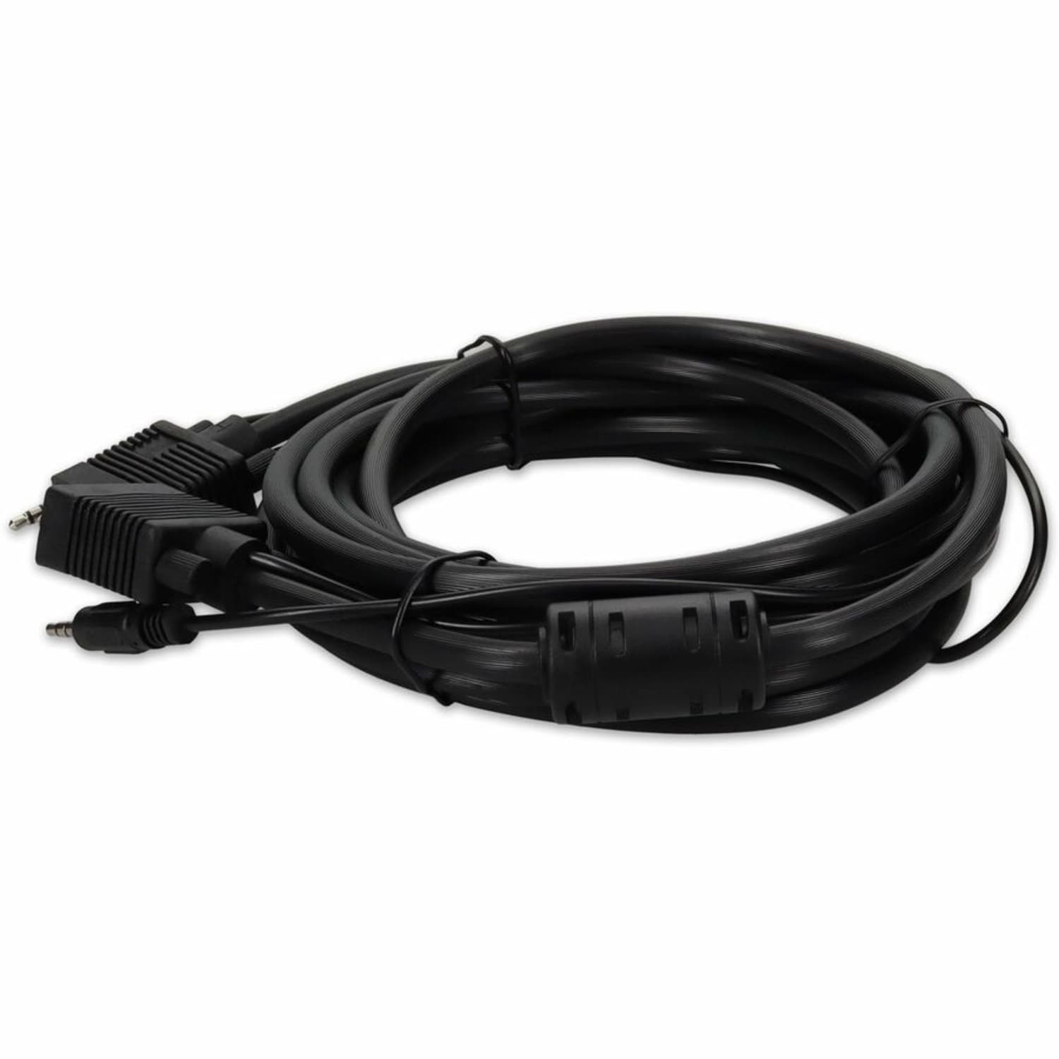 AddOn 15ft VGA Cable - VGA cable - HD-15 (VGA), mini-phone stereo 3.5 mm (M) to HD-15 (VGA), mini-phone stereo 3.5 mm (M) - 15 ft - black - Image 3