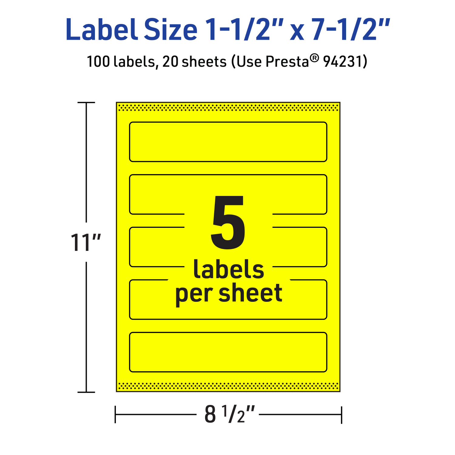 Avery Print-To-The-Edge Labels With Sure Feed Technology, 94231-NYP20, Rectangle, 1-1/2in x 7-1/2in, Matte Neon Yellow, Pack of 100 - Image 6
