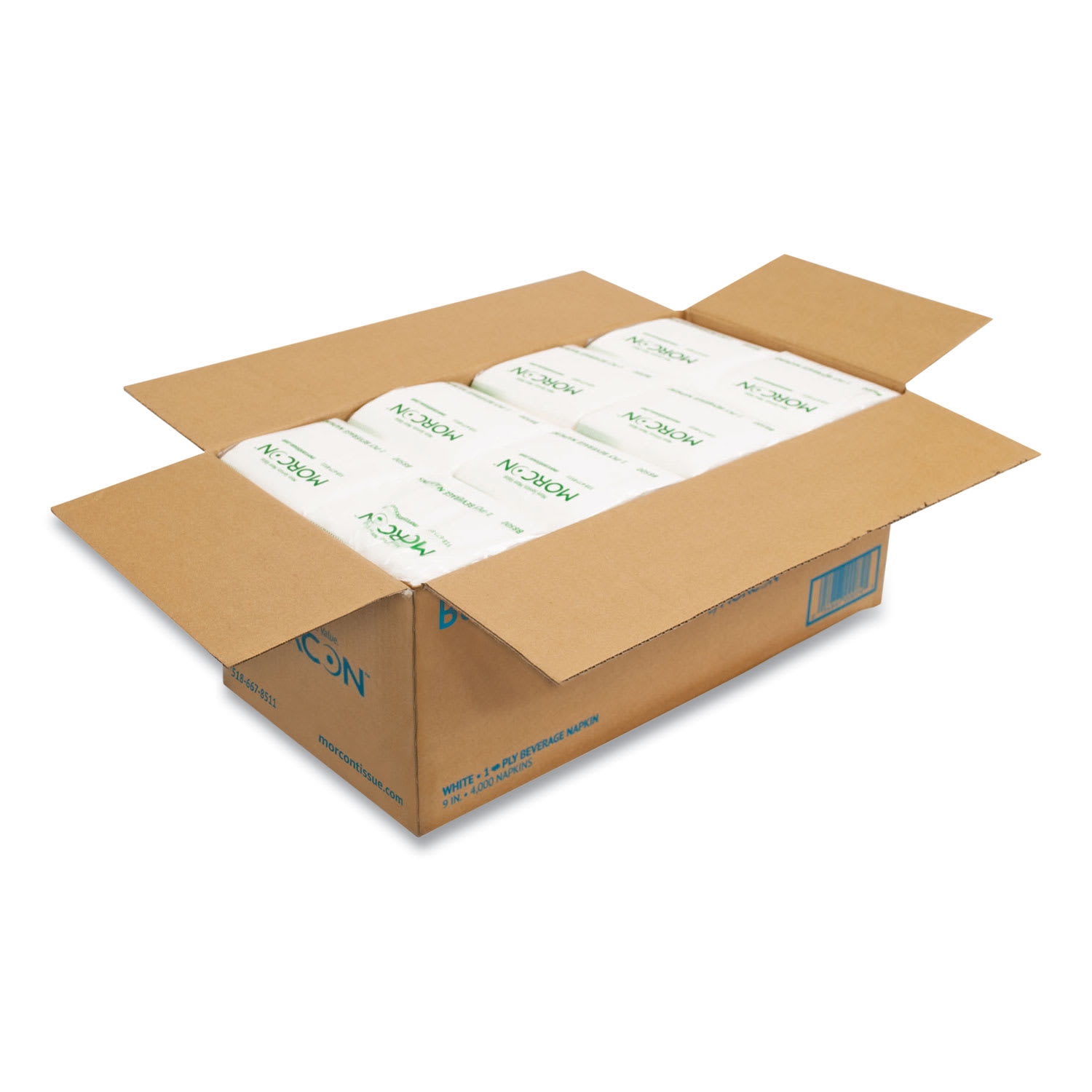 Morcon Tissue Morsoft Beverage Napkins, 9 x 9/4, White, 500/Pack, 8 Packs/Carton - Image 4