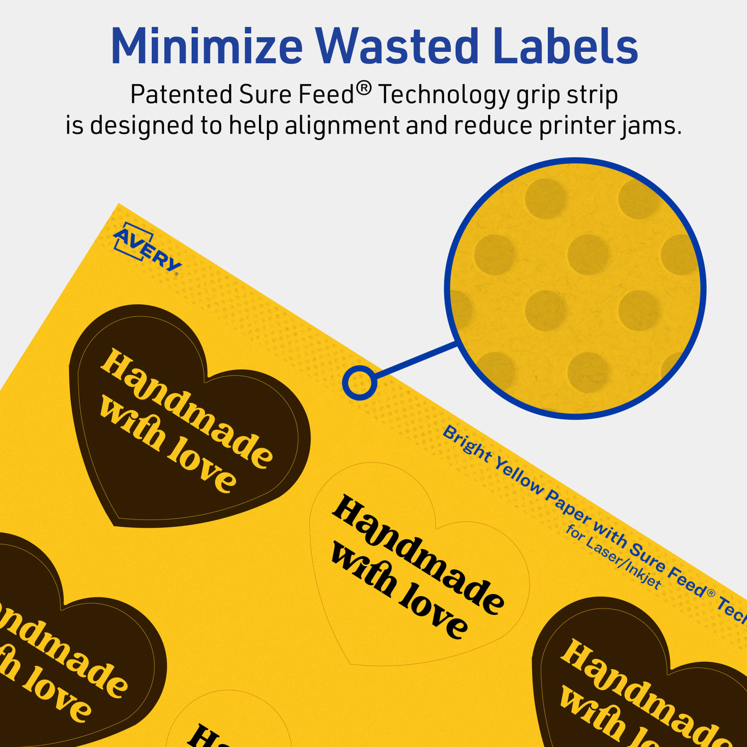 Avery Print-To-The-Edge Labels With Sure Feed Technology, 94603-BYP10, Heart, 2-9/32in x 1-27/32in, Matte Bright Yellow, Pack of 120 - Image 5