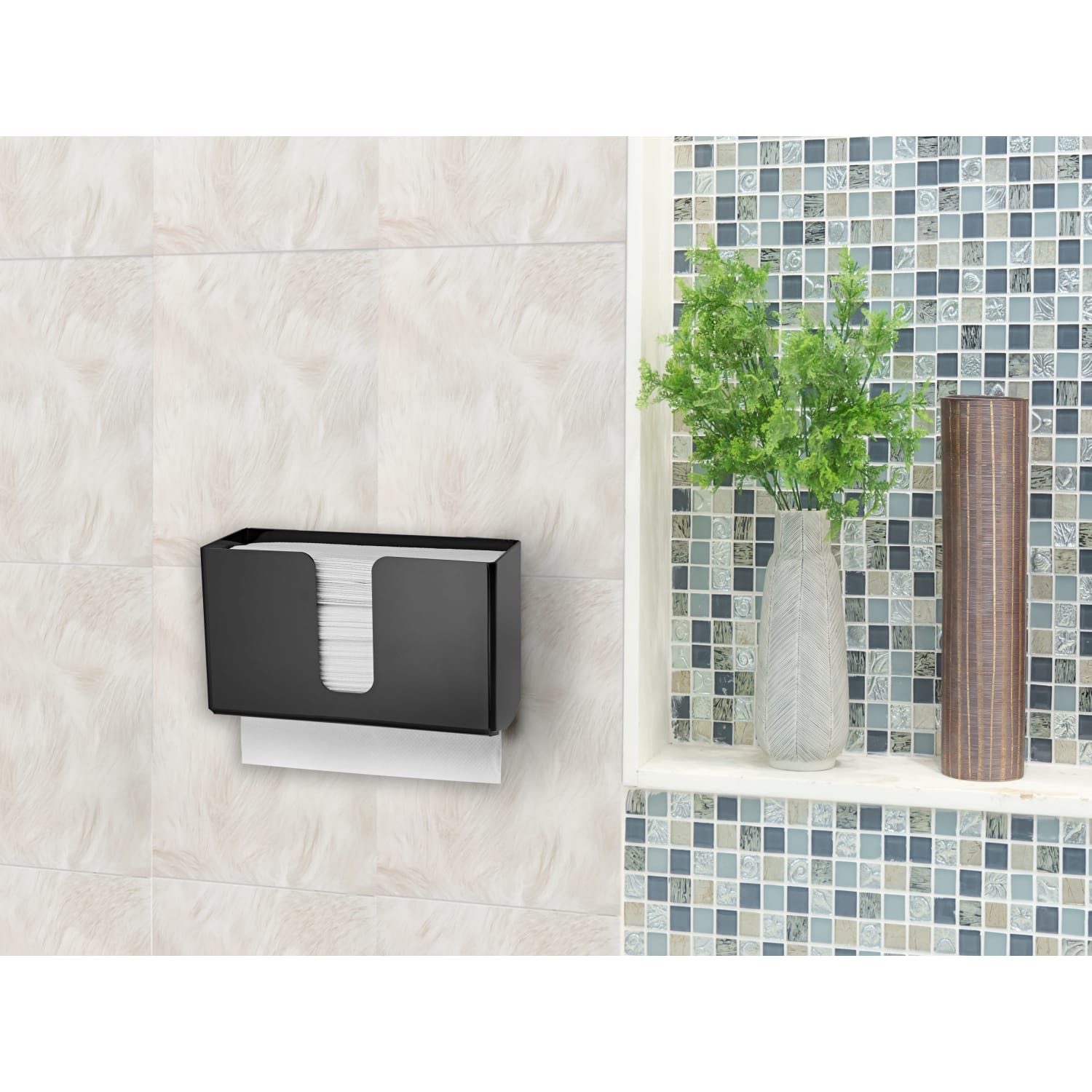 Alpine Wall Acrylic Paper Towel Dispensers, Black, Pack Of 2 Dispensers - Image 5
