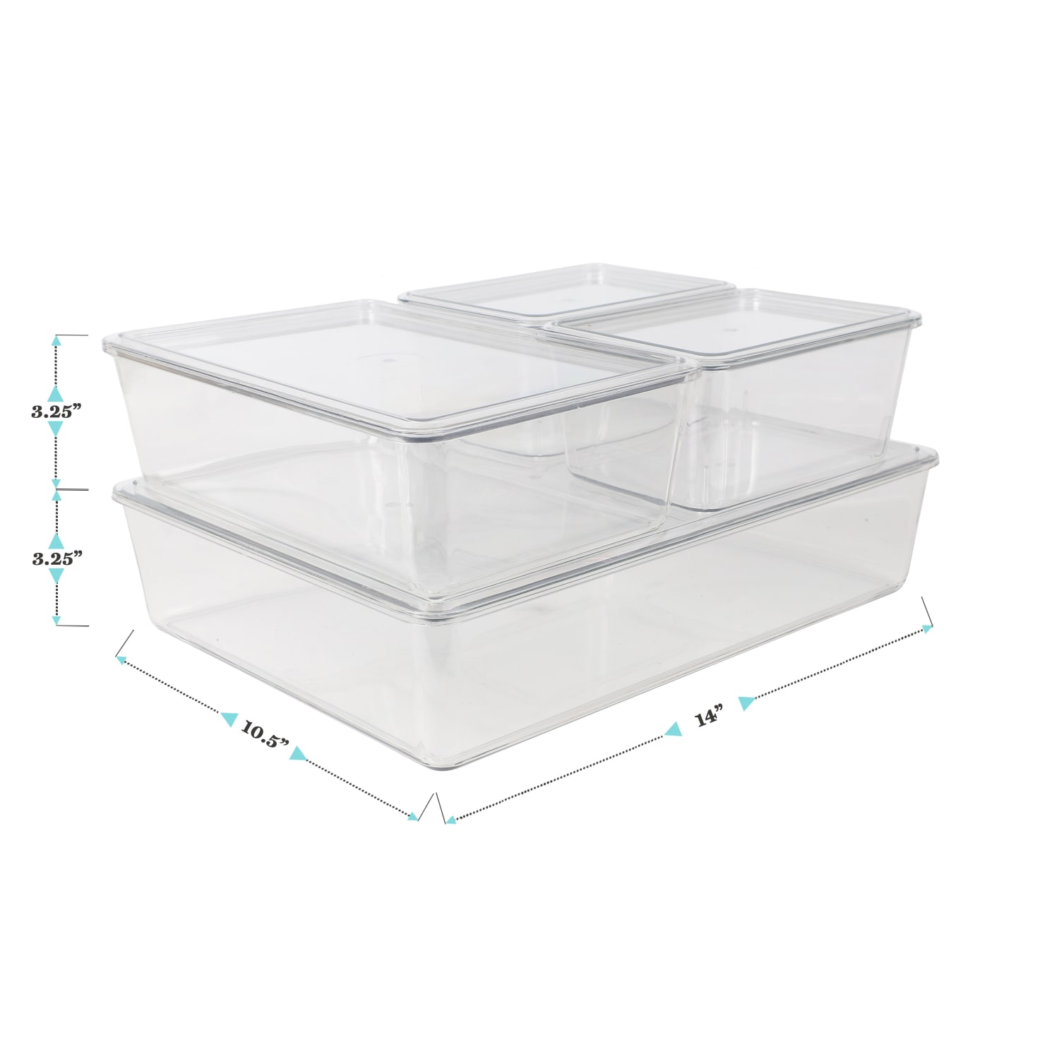 Martha Stewart Brody Stackable Plastic Storage Boxes With Lids, 3-1/4inH x 14inW x 10-1/2inD, Clear, Set Of 4 Boxes - Image 5