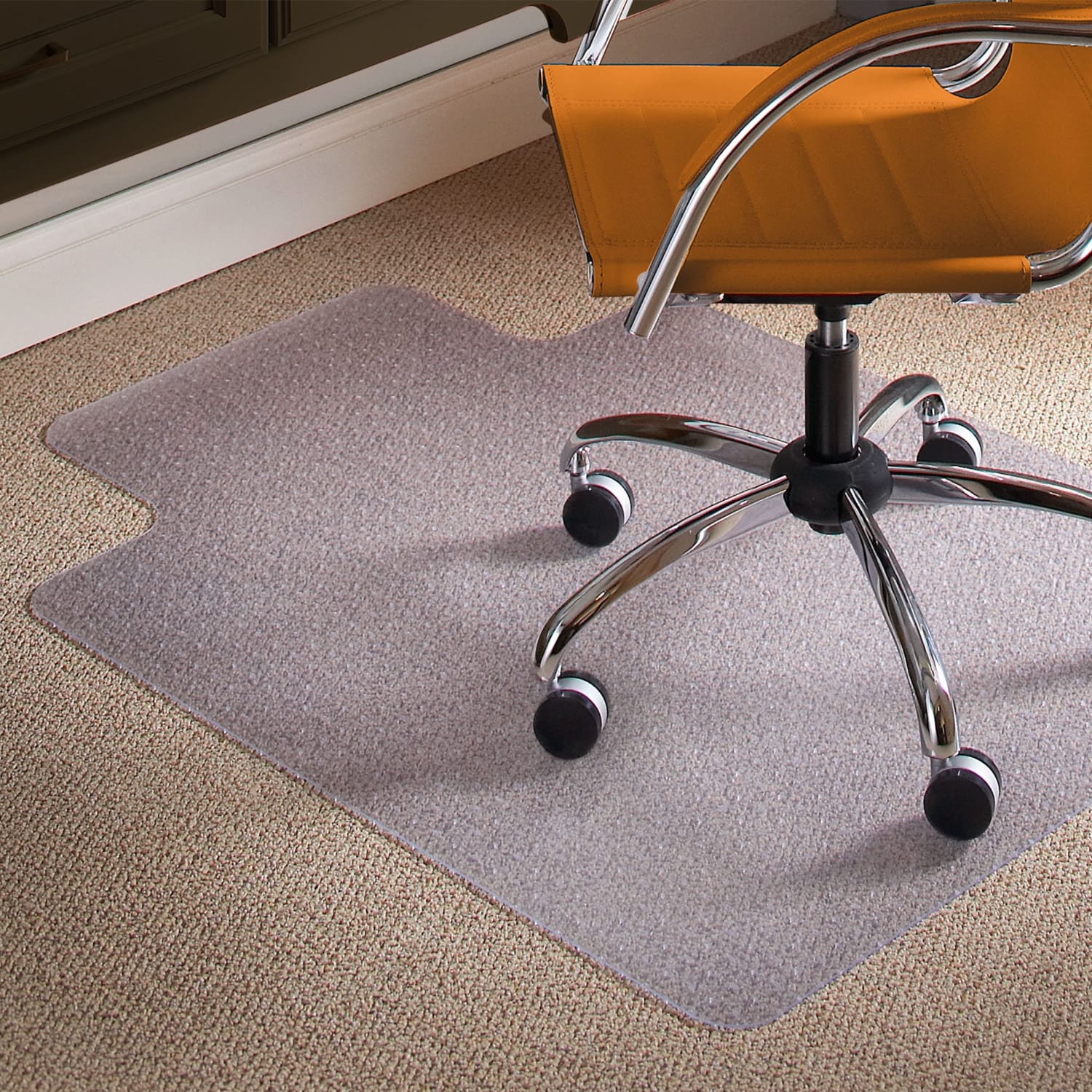 ES Robbins Natural Origins Vinyl Chair Mat For Low-Pile Carpet, 36in x 48in With Lip, Clear - Image 3