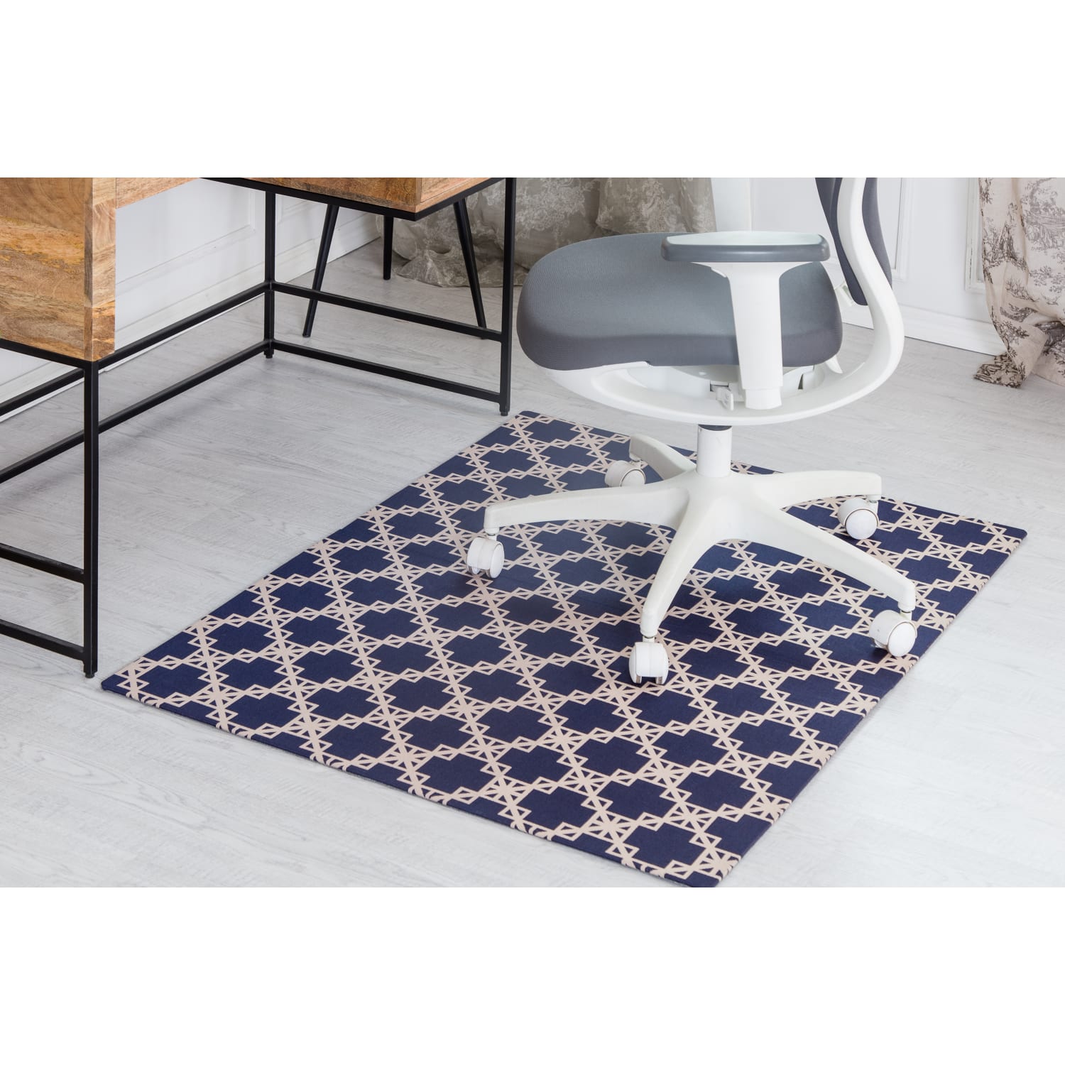 Anji Mountain Aberdeen Rug'd Chair Mat, 1/4inH x 36inW x 48inD, Blue/Tan - Image 3