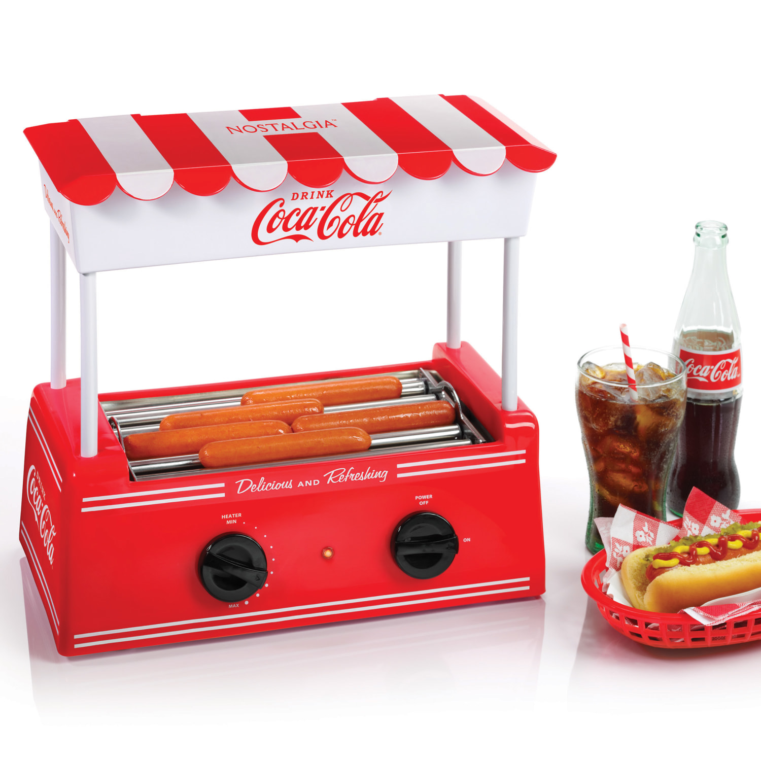 Nostalgia CKHDR8CR Coca Cola Hot Dog Roller, 14inH x 8-3/4inW x 14-1/4inD - Image 3
