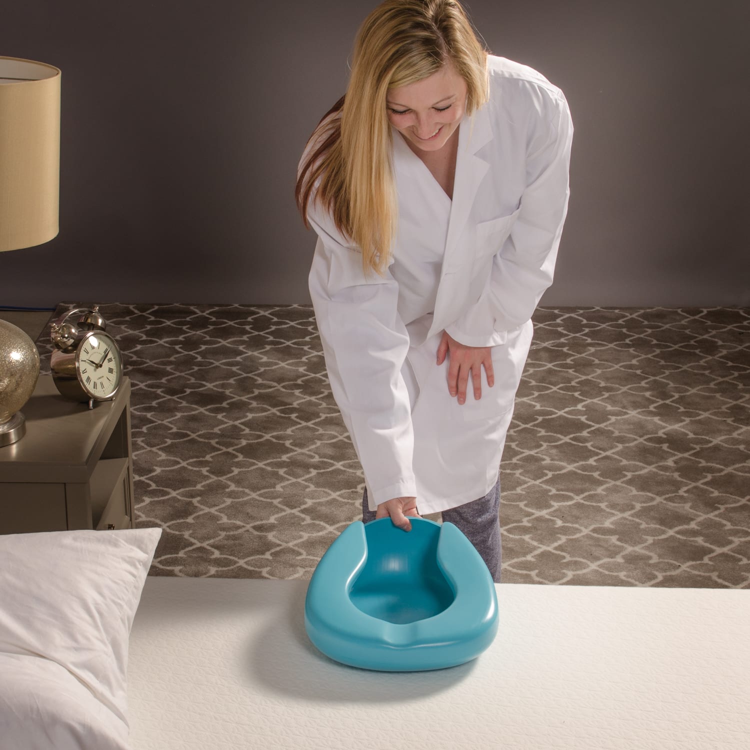 DMI Deluxe Smooth Contoured Bedpan, 7 Qt, Teal - Image 3