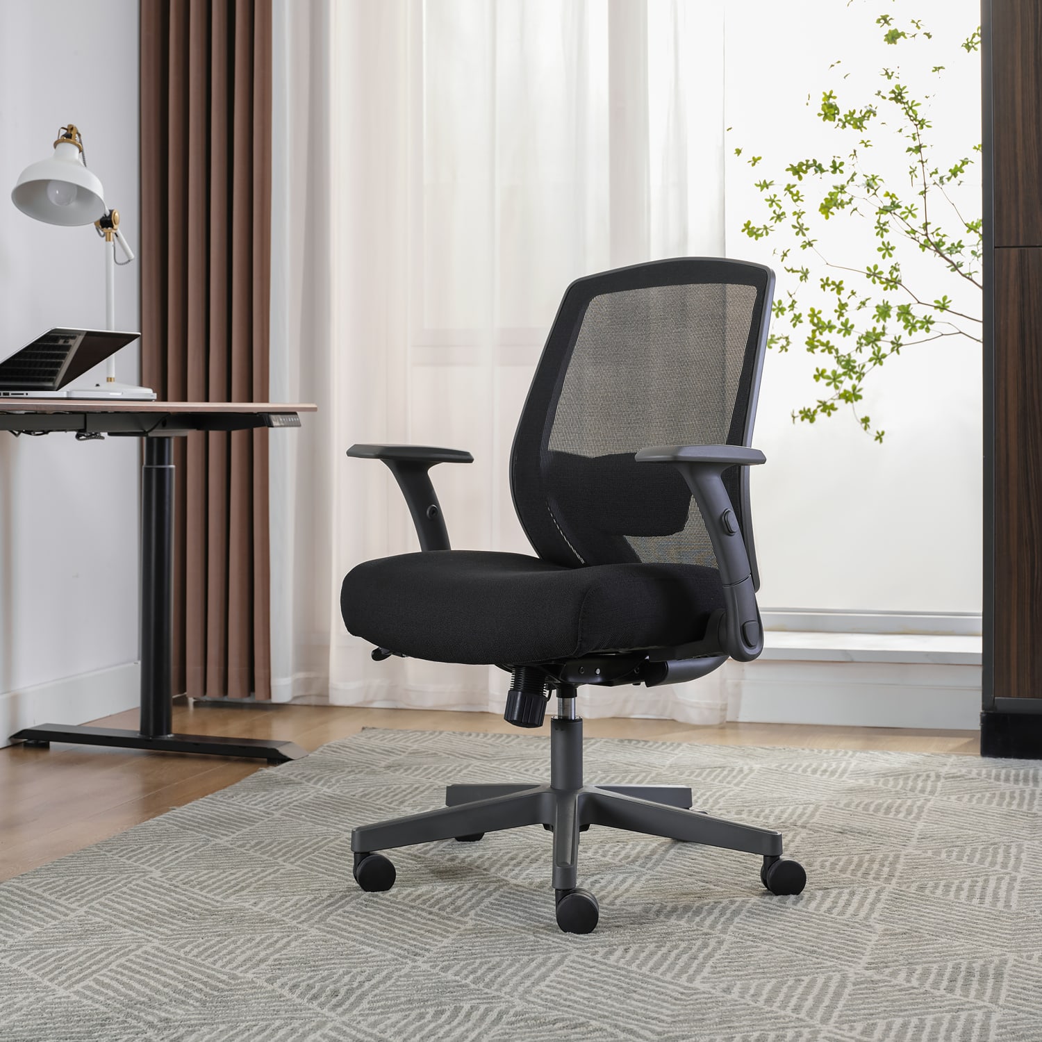 Serta SitTrue Rayne Ergonomic Mesh/Fabric Mid-Back Task Chair, Black - Image 3