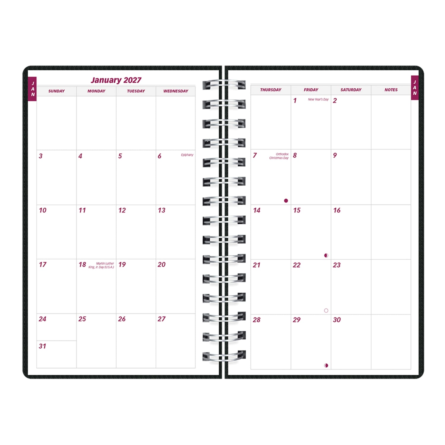 2027 Brownline DuraFlex Daily/Monthly Appointment Planner, 8in x 5in, 100% Recycled, Black, January To December, CB634V.BLK, Total Qty 1 - Image 5