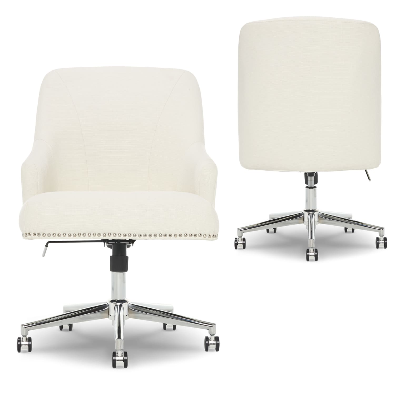 Serta Leighton Mid-Back Office Chair, Ivory/Chrome - Image 6