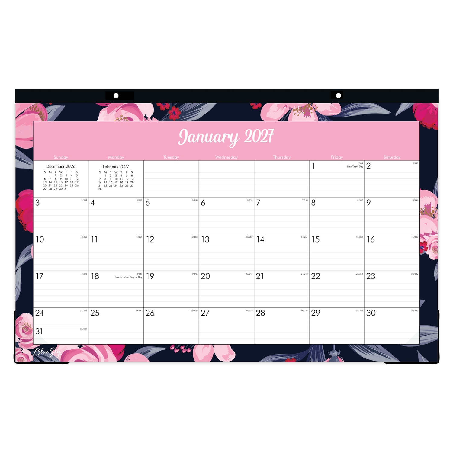 2027 Blue Sky Mimi Pink Monthly Desk Pad Planning Calendar, 17x11, 0%, Mimi Pink, Jan-Dec, RY27