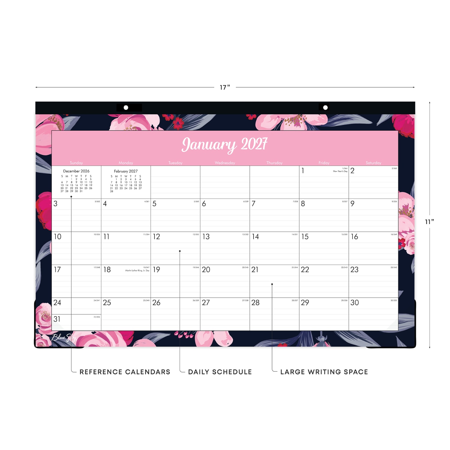 2027 Blue Sky Mimi Pink Monthly Desk Pad Planning Calendar, 17x11, 0%, Mimi Pink, Jan-Dec, RY27 - Image 3