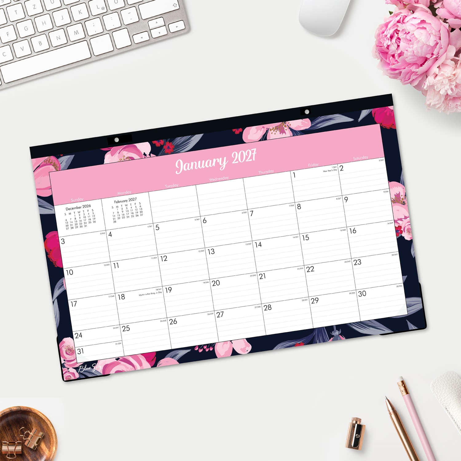 2027 Blue Sky Mimi Pink Monthly Desk Pad Planning Calendar, 17x11, 0%, Mimi Pink, Jan-Dec, RY27 - Image 5