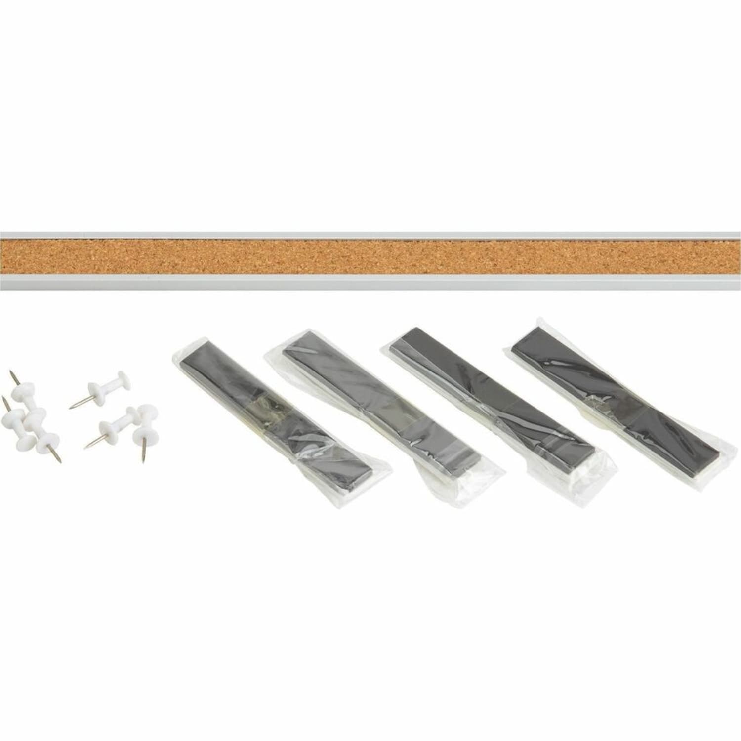 Lorell Cork Strip Bulletin Bars, 1in x 36in, Silver, Pack Of 3 - Image 6