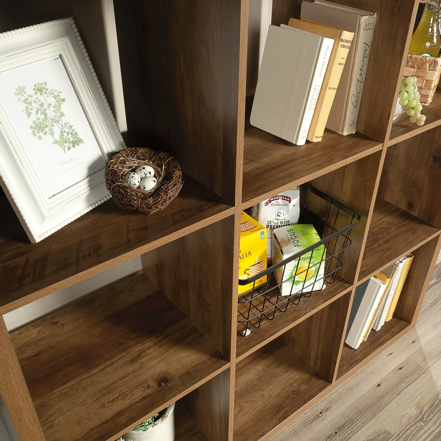 Sauder Select 44inH 9-Cube Storage Bookcase, Rural Pine - Image 5