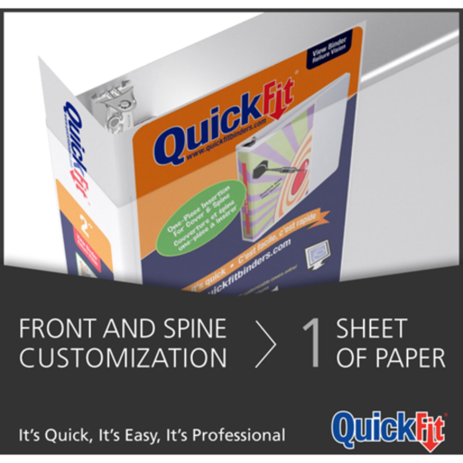 QuickFit View 3-Ring Binder, 4in Locking Angle D-Rings, White - Image 5