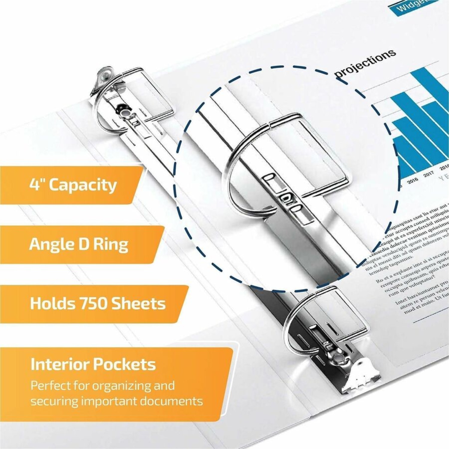 QuickFit View 3-Ring Binder, 4in Locking Angle D-Rings, White - Image 6