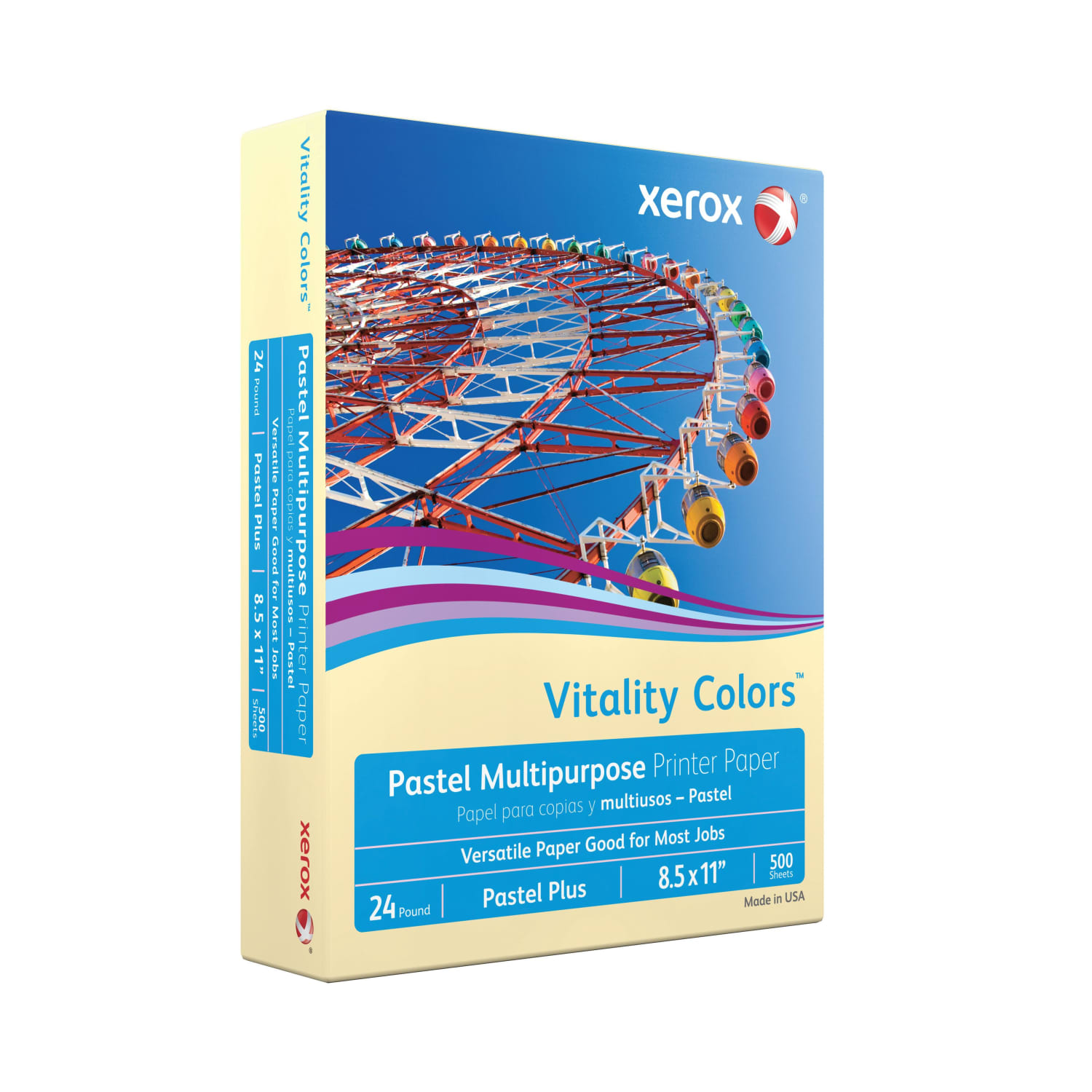 Xerox Vitality Colors Pastel Plus Color Multi-Use Printer & Copy Paper, 1 Ream, Ivory, Letter (8.5in x 11in), 500 Sheets Per Ream, 24 Lb, 30% Recycled - Image 3