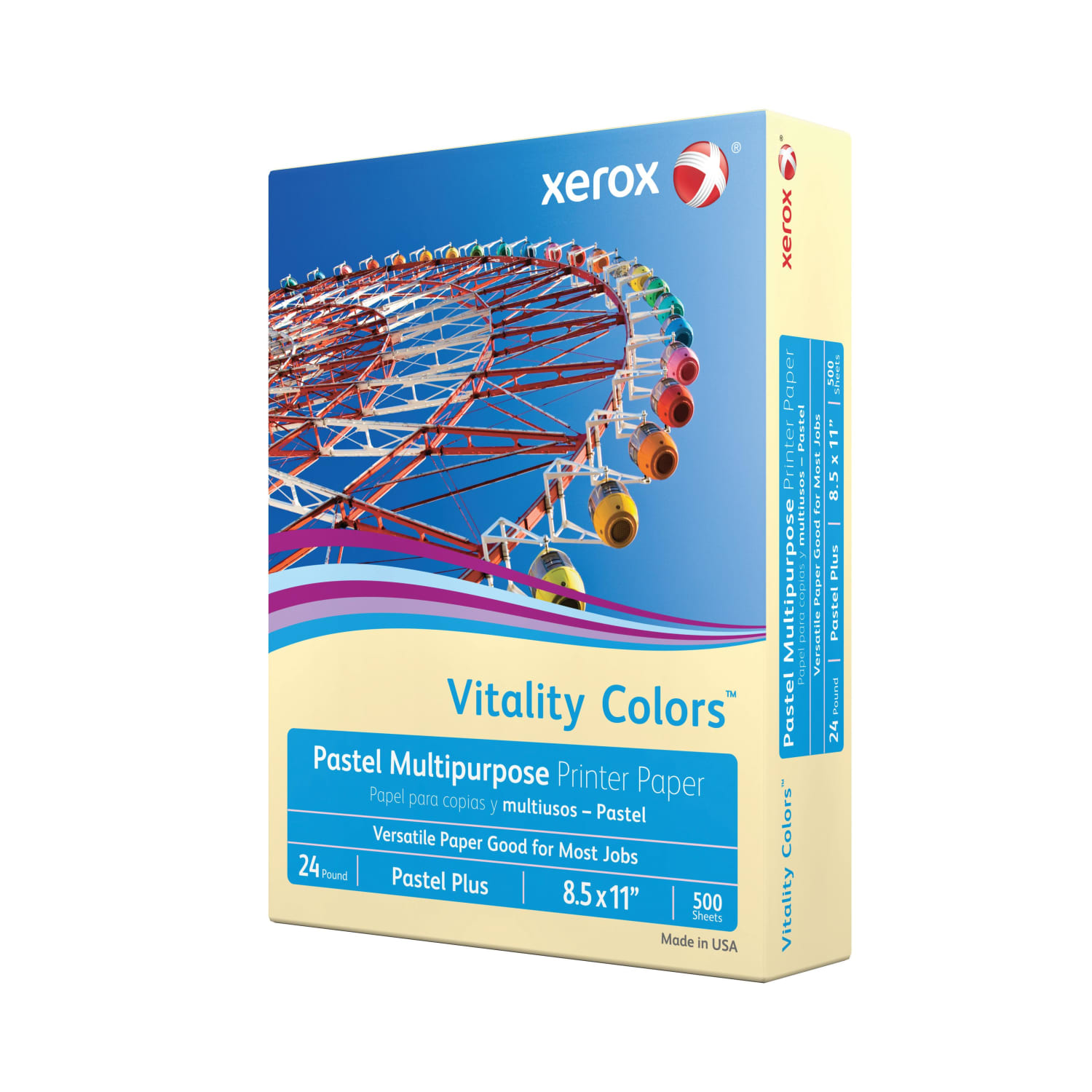 Xerox Vitality Colors Pastel Plus Color Multi-Use Printer & Copy Paper, 1 Ream, Ivory, Letter (8.5in x 11in), 500 Sheets Per Ream, 24 Lb, 30% Recycled - Image 4