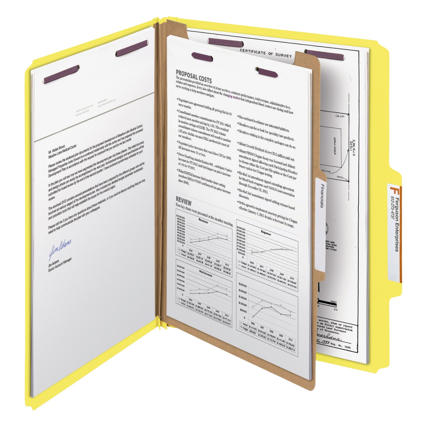 Smead Classification Folders, With SafeSHIELD Coated Fasteners, 1 Divider, 2in Expansion, Letter Size, Yellow, Box Of 10 - Image 4