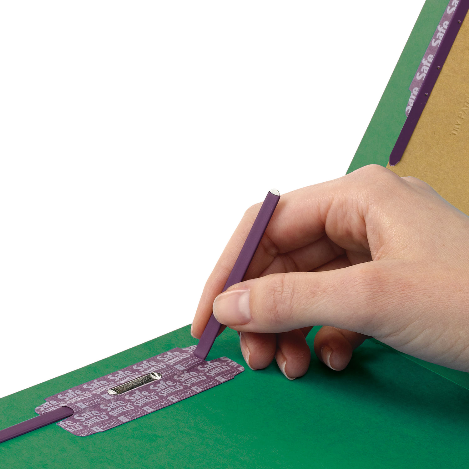 Smead Pressboard Classification Folders With SafeSHIELD Fasteners And 2 Pocket Dividers, Letter Size, 100% Recycled, Green, Box Of 10 - Image 5